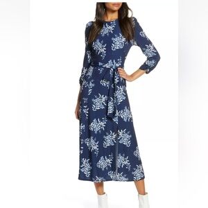 ELIZA J Floral Jersey Midi Dress In Navy Size 12